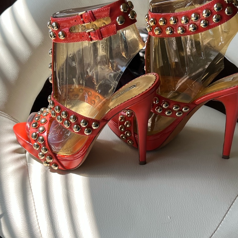 Size 7 Report signature coral studded leather upper & sole Masonic Vero cuoio - Picture 7 of 10